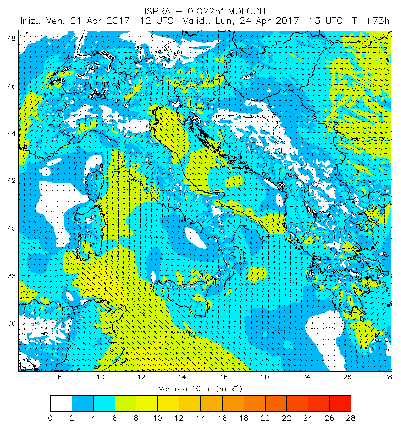 vento per windsurf lunedì - vento di levante