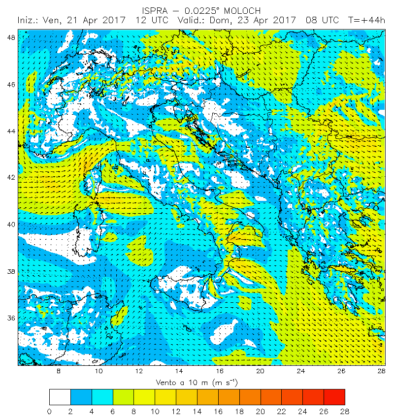 previsione vento per windsurf  23 aprile 17
